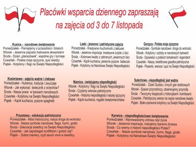 Placówki Wsparcia Dziennego zapraszają na zajęcia od 3 do 7 listopada