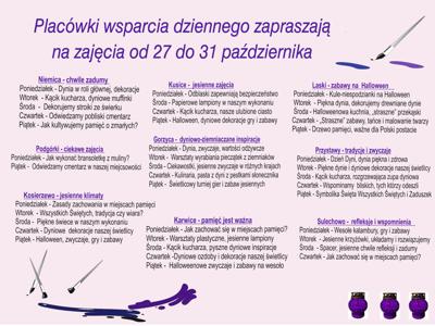 Placówki Wsparcia Dziennego zapraszają na zajęcia od 27 do 31października