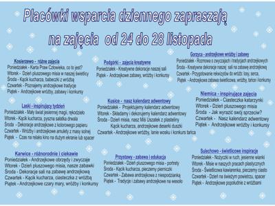Placówki wsparcia dziennego zapraszają na zajęcia od 24 do 28...